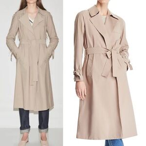 Harris Wharf London Raglan Notched Lapel Belted Trench Coat Jacket Khaki Medium